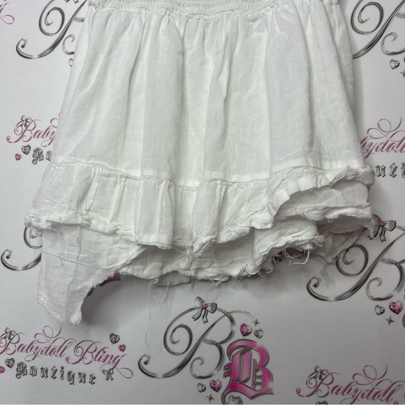 Joe & Kate tank top distressed ruffle frilly zip up side white cute boho shirt - Picture 5 of 8